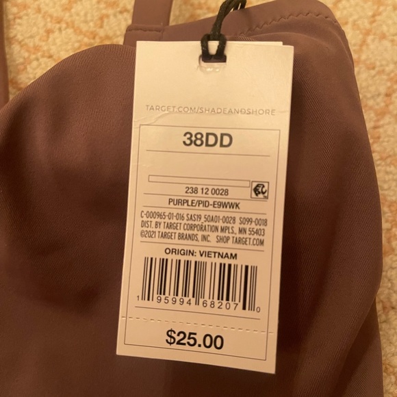 Shade and Shore NWT purple cutout front tie bikini top women’s size 38DD SOLD - Picture 4 of 4